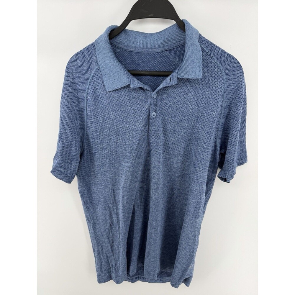 Lululemon Metal Vent Tech Polo Shirt Mens M Short Sleeve Golf Night Sea Denim